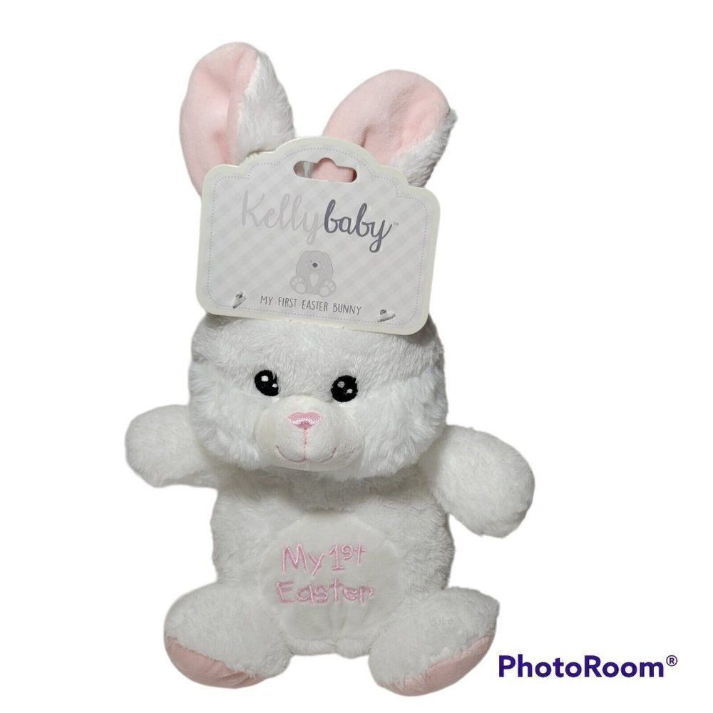 Kelly Baby‎ My 1st Easter Bunny Rattle Baby Plush Toy Lovey Soft Rabbit Pink NWT